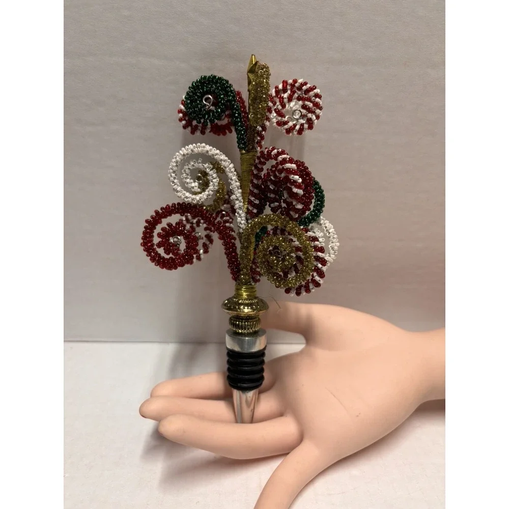 Pier 1 Imports Christmas Holiday Wine Bottle Stopper‎ Festive Oversized curls